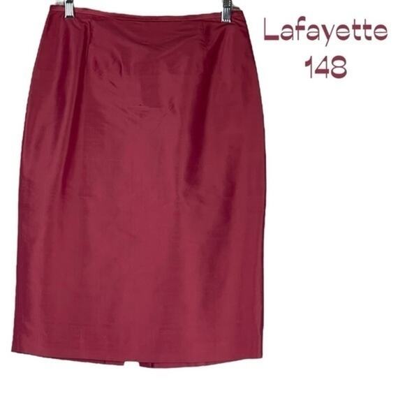 Lafayette 148 New York Pure Pink Silk Party Event Pencil Skirt NWOT Size 6 - Picture 1 of 12